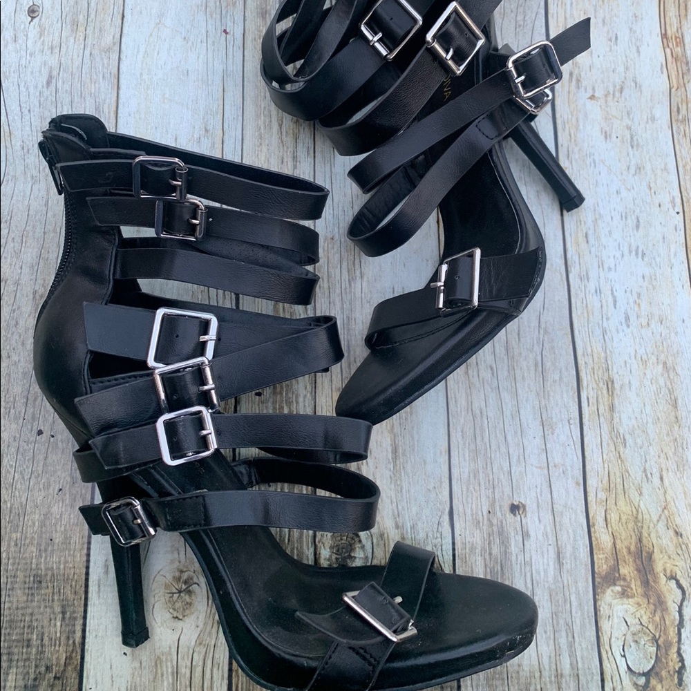 New Black Strappy Heels